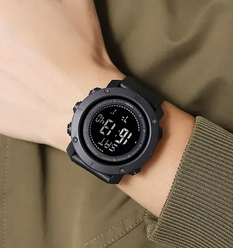 Чоловічий спортивний годинник з компасом Skmei 2095 (Чорний) - фото 4
