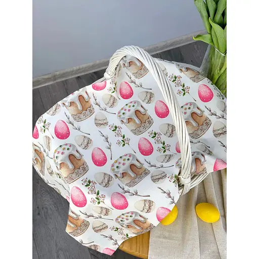 Пасхальное полотенце водоотталкивающее для корзины Пасхальная пасочка 70х40 см Розовый - фото 3