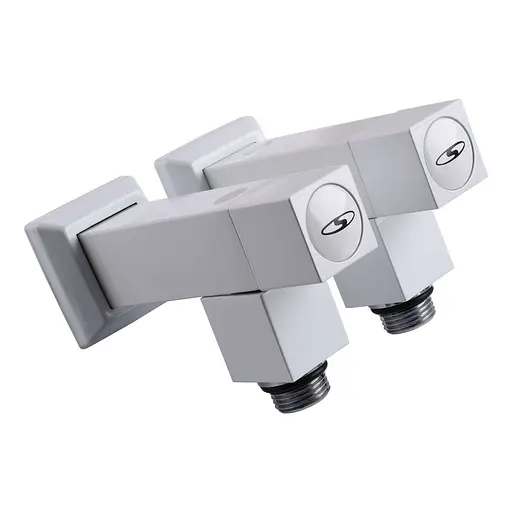 Набір кран напівоборотний кутовий з американкою Solomon Lux 1/2″ Cube White 8888 (2шт.) 000021914 - фото 6
