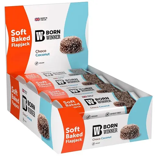 Батончик Born Winner Flapjack зі смаком шоколаду та кокосу 100 г блок 12 шт.