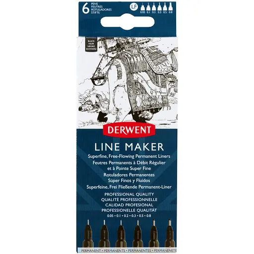 Набір лінерів Line Maker Black 6 шт чорні Derwent - фото 1