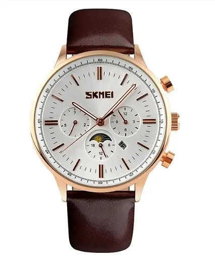 Мужские классичесие часы Skmei 9117 White Gold - фото 2