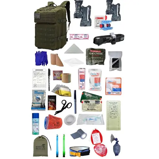 Укомплектованный медицинский тактический рюкзак №3 Rescue Ready темно-зеленый - фото 1
