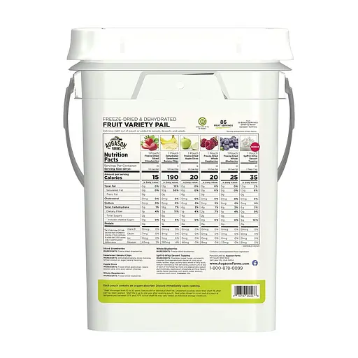 Набор сублимированных фруктов с длительным сроком хранения 30 лет Augason Farms, 86 порций в ведре (101121) - фото 2