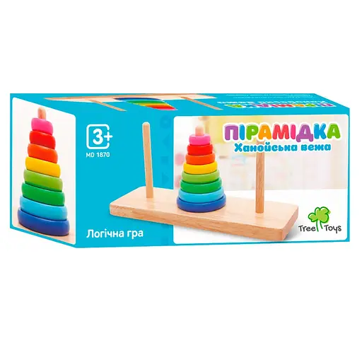 Дерев'яна іграшка Пірамідка MD 1870, 8 кілець - фото 3