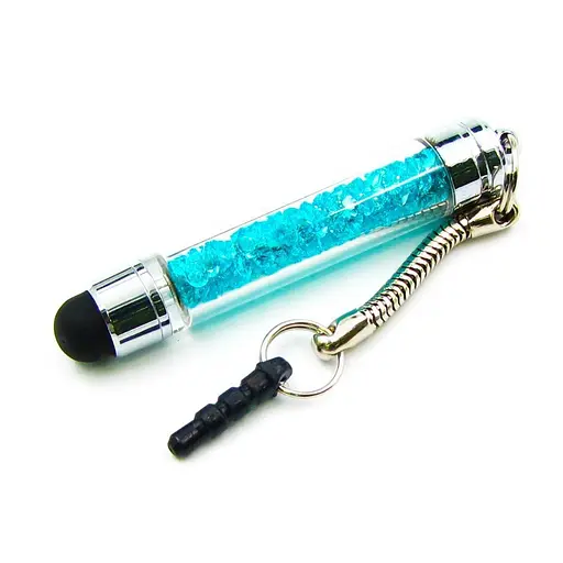 Стилус-брелок ємнісний, з блакитними кристалами - фото 1