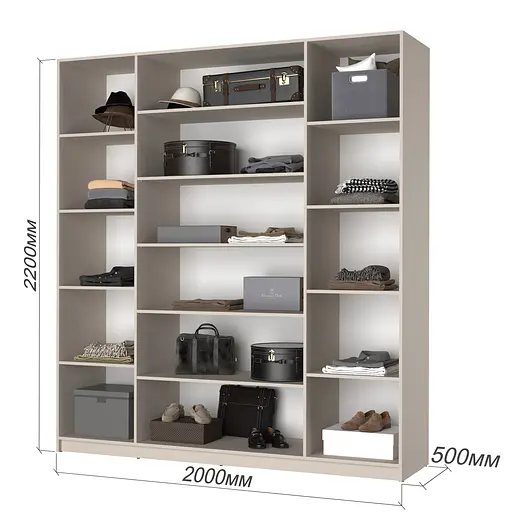 Шафа 4-дверна MebelStar Оскар Gloss BL-B, 4 додаткові полиці 200x52x220 см Антрацит/Антрацит (MBS-5341) - фото 3