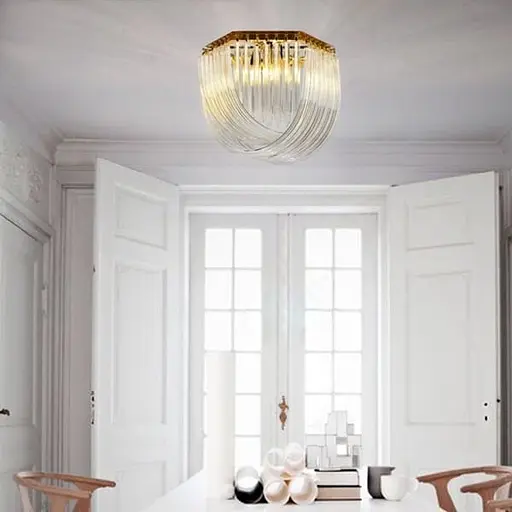 Стельова люстра Newport із закрученими скляними трубками у золотому каркасі Line.F Діаметр 50см - фото 1