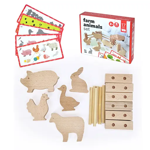 Дерев'яний ігровий набір Фігурки тварин Igroteco 900521 17 деталей - фото 12