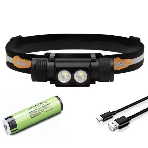 Налобний ліхтар Boruit H02B (біле та синє світло) Тype-C з акумулятором 3000мАч