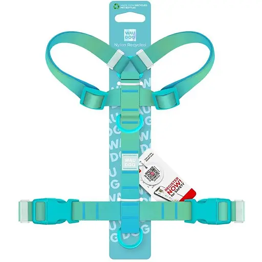 Шлейка для собак Waudog Nylon Recycled анатомическая H-образная с QR-паспортом, градиент, пластиковый фастекс, XL - фото 3