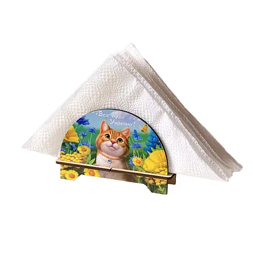 Дерев'яна серветниця "Рудий котик" Ubumblebees (ПСФ153) PSF153 декоративна - фото 1