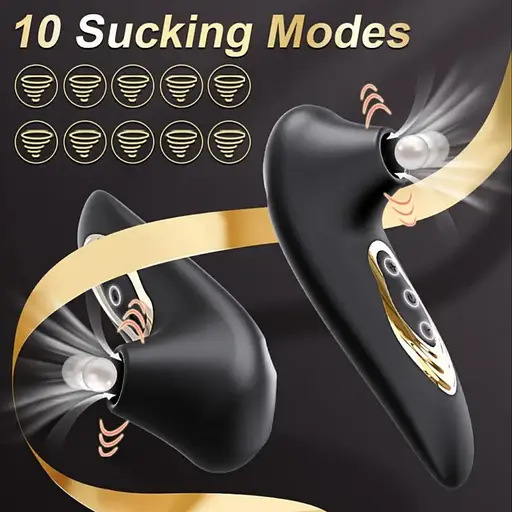 Преміум вібратор для клітора з присоском, стимулятор сосків, 10 режимів вібрації. Чорний - фото 3