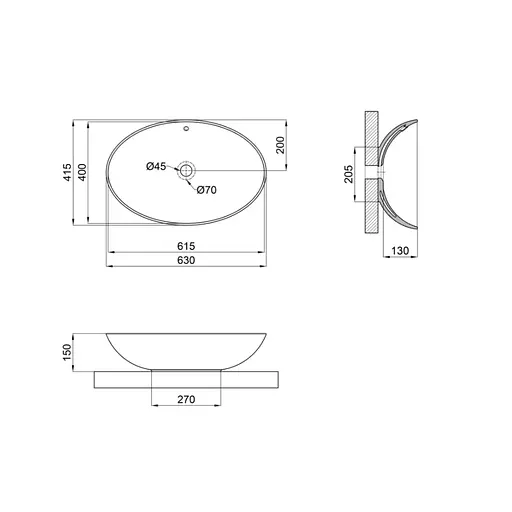 Умивальник Qtap Dove 630x415x160 White QT06118168W, Білий - фото 2