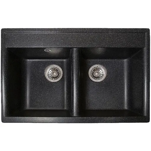Гранітна кухонна мийка Romzha Valuri 78-2D Antracit (901) з двома чашами - фото 1