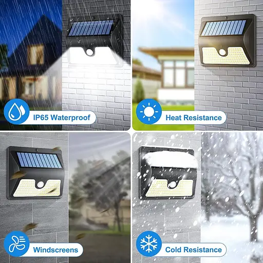 Сонячні світильники з датчиком руху на відкритому повітрі IP65 Водонепроникний 4 шт. 150 світлодіодів - фото 5