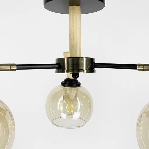 Металлическая люстра на 3 плафона с элементами дерева Line.F 51898/3 - фото 6