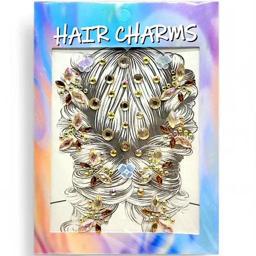 Наклейки-стрази для волосся 2715-17/4, на аркуші Жовтий - фото 1