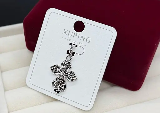 Хрестик жіночий біжутерія Xuping медичне золото підвіска на шию гіпоалергенний хрест кулон під срібло - фото 1