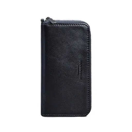 Кожаный портмоне на молнии 6.1 Темно-синий - фото 7