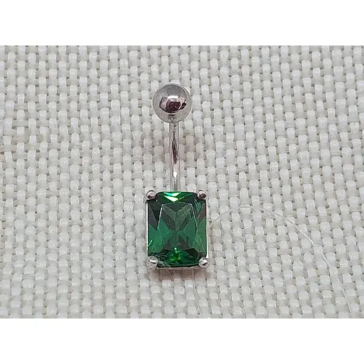 Серебряная серьга для пирсинга пупка с фианитами. 7028.4С - фото 5