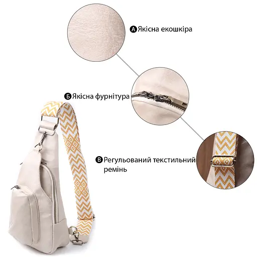 Женская сумка Vintage из экокожи с акцентом на текстильную лямку 18х33х10 см sum0026936 - фото 4