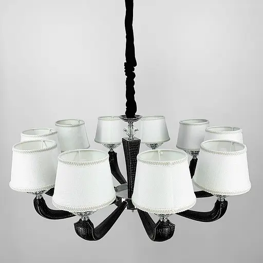 Люстра с элементами черной экокожи на 10 абажуров Line.F S 6610/10 BK - фото 4