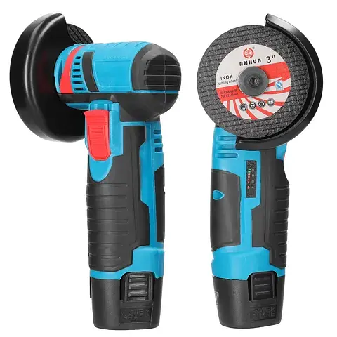 Болгарка акумуляторна міні 2 АКБ 2 диски кутова шліфувальна машина з кейсом 12 Вт Синий - фото 4