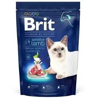 Сухой корм Brit Premium Cat by Nature Sensitive для кошек с чувствительным пищеварением с ягненком 1500 г - фото 1
