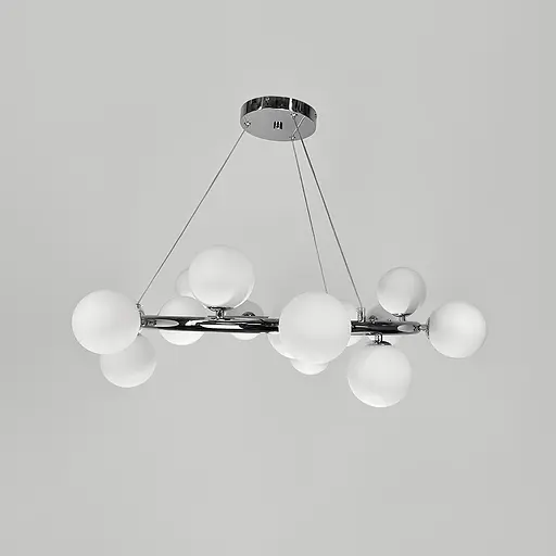 Кольцевая люстра в хромированном корпусе с белыми 15 плафонами Ø 75 см | Ст. SG 48/15 CH+WT | Line F - фото 4