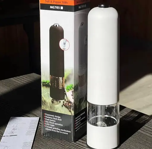 Кухонний електричний млин подрібнювач спецій і приправ power dispener з регулюванням помелу для солі - фото 4