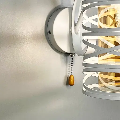 Біле металеве бра Лофт у корпусі 25х16 см з янтарним плафоном Line F Арт. 8190/1W WT+AM - фото 4