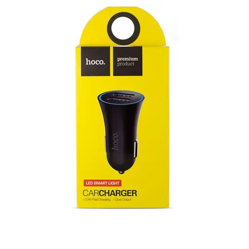 Автомобільний зарядний пристрій Hoco UC204 Car Charger 2USB 2.4 A Чорний - фото 2