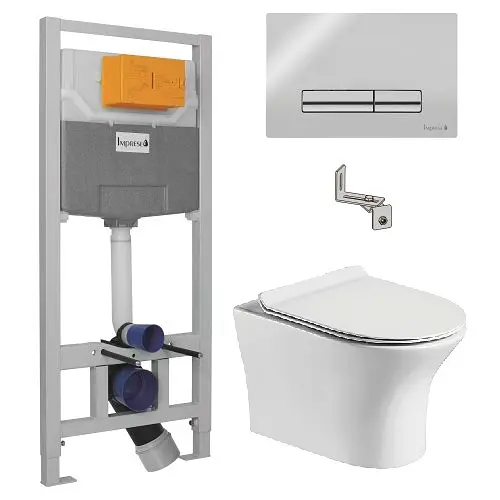 Комплект инсталляция Volle i-Frame 3в1 i9120C + унитаз Volle Cadiz с сиденьем Slim slow-closing клавиша хром 1339.001000+i9120C, Белый - фото 1