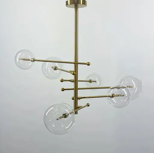 Люстра в корпусі метал кольору латунь на 6 або 8 прозорих плафонів | Арт. Y 8828 | Line F - фото 2