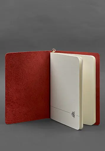 Кожаный блокнот (софт-бук) 8.0 на резинке красный краст - фото 3