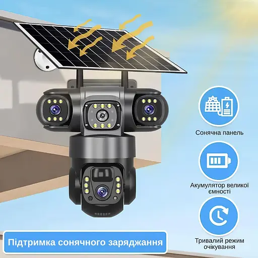 IP-камера уличная с аккумулятором и тройным объективом XON 4G 8000mAh Solar 1080P SmartCam (TCBSM23VB 3992) Черная - фото 4