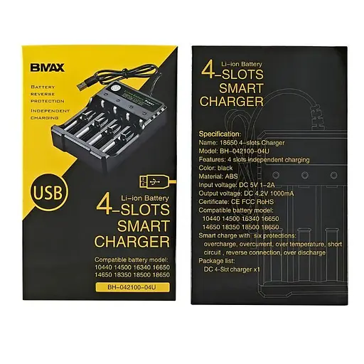 Зарядное устройство на 4 слота BMAX Charger Black (11011) - фото 3
