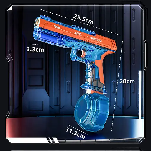 Водяний акумуляторний пістолет Water Gun 66-35 (500ml) with lithium battery Blue / Orange - фото 8