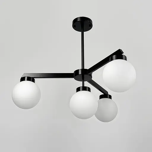 Чорна люстра на 4 білих плафони Ø 60 см | Арт. SGJ 6/4 BK+WT | Line F - фото 5