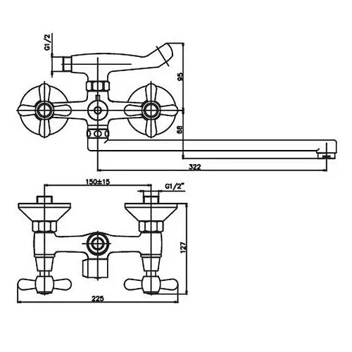 Змішувач для ванни Haiba DOMINOX 140 EURO BRONZE HB0062 - фото 2
