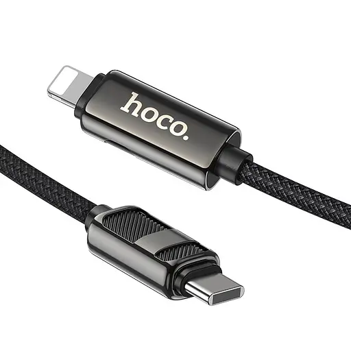 Дата кабель Hoco U137 Line with display Type-C to Lightning 27W (1.2m) Black - фото 4