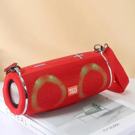 Портативна бездротова Bluetooth-колонка T&G TG642 з потужним звучанням, LED-підсвіткою та ремінцем для перенесення Червоний - фото 2