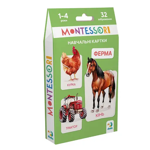 Дитячий набір навчальних карток Монтессорі "Ферма" DoDo Toys 301233, 32 зображення - фото 1