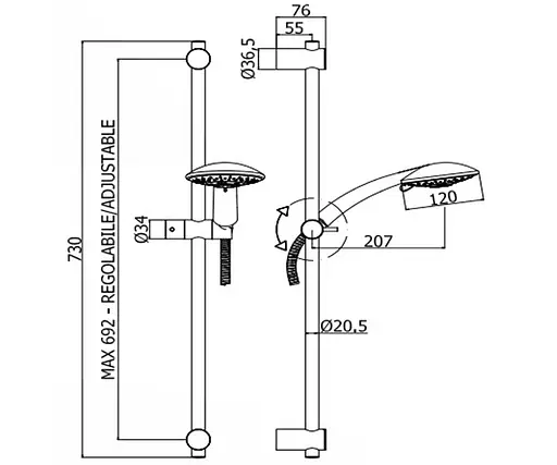 Душовий гарнітур Paffoni ZSAL 118 CR, Хром - фото 2