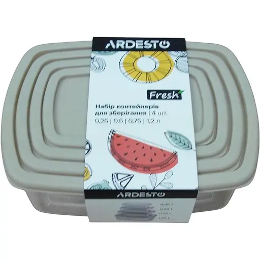 Набір контейнерів для харчових продуктів Ardesto Fresh 4 шт. бежевий (AR1312B)