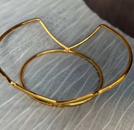 Салатник Elisey 9219-042 Золотая волна стеклянный на металлической подставке 30 см - фото 4