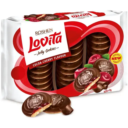 Печенье Roshen Lovita Jelly Cookies Cocoa-cherry 420 г (889197)