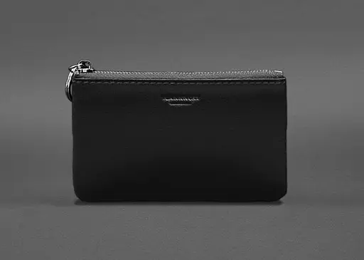 Шкіряна монетниця / міні-косметичка 3.0 чорна краст - фото 1