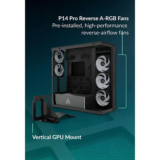 Корпус Arctic Xtender VG Mirror Black (ACPCC00019A) без блока питания - фото 7